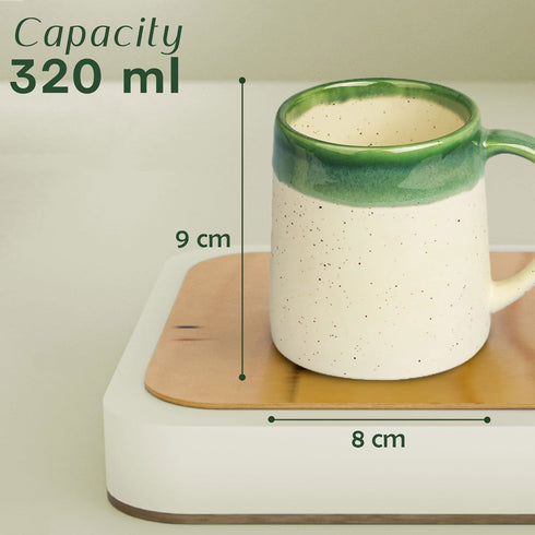 Dual Tone White and Green Coffee Mug Set Of 6 - The Earth Store - Mug Set